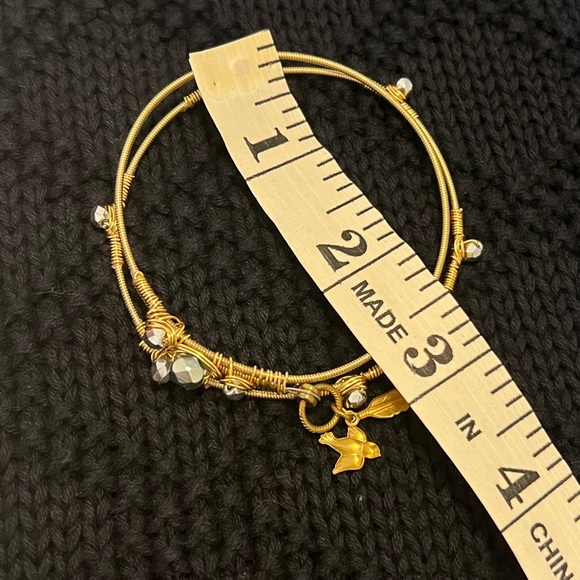 Guitar String Bangles Bracelet Gold Set of Two - Picture 3 of 10